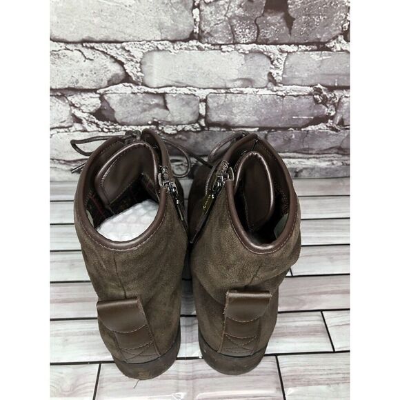 Blondo Brown Suede Leather Waterproof Ankle Lace Up Side Zip Boots Women Sz 10M - Picture 9 of 16